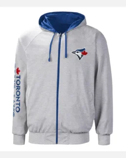 MLB Carl Banks Toronto Blue Jays Southpaw Reversible Raglan Hoodie Jacket grey