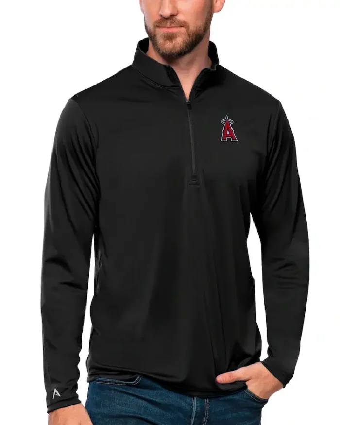 Mlb Los Angeles Angels Antigua Black Tribute Pullover Top