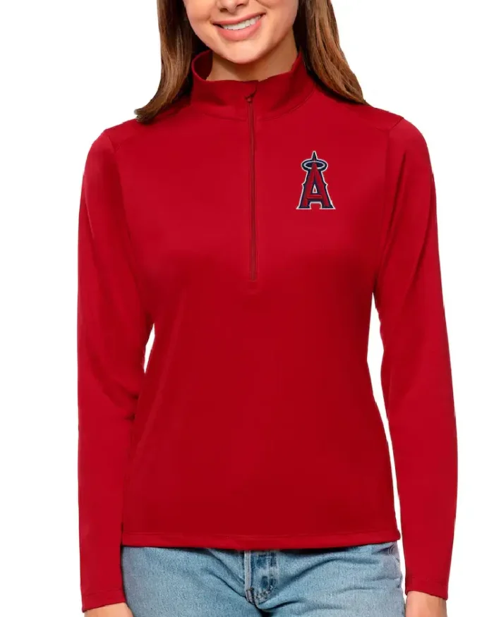 Mlb Los Angeles Angels Antigua Black Tribute Pullover Top Blue Red Girl