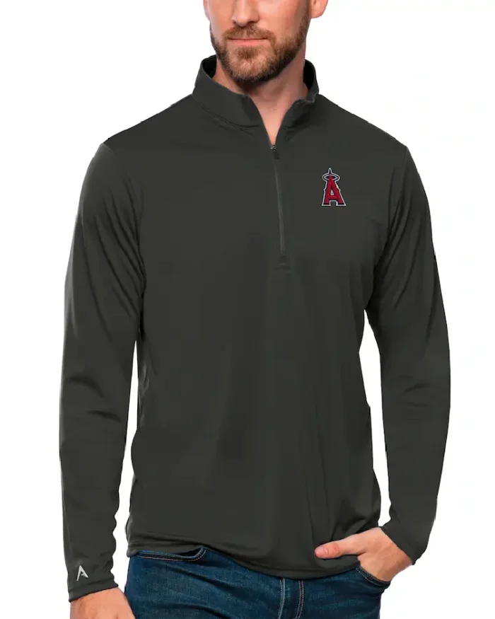 Mlb Los Angeles Angels Antigua Black Tribute Pullover Top Green