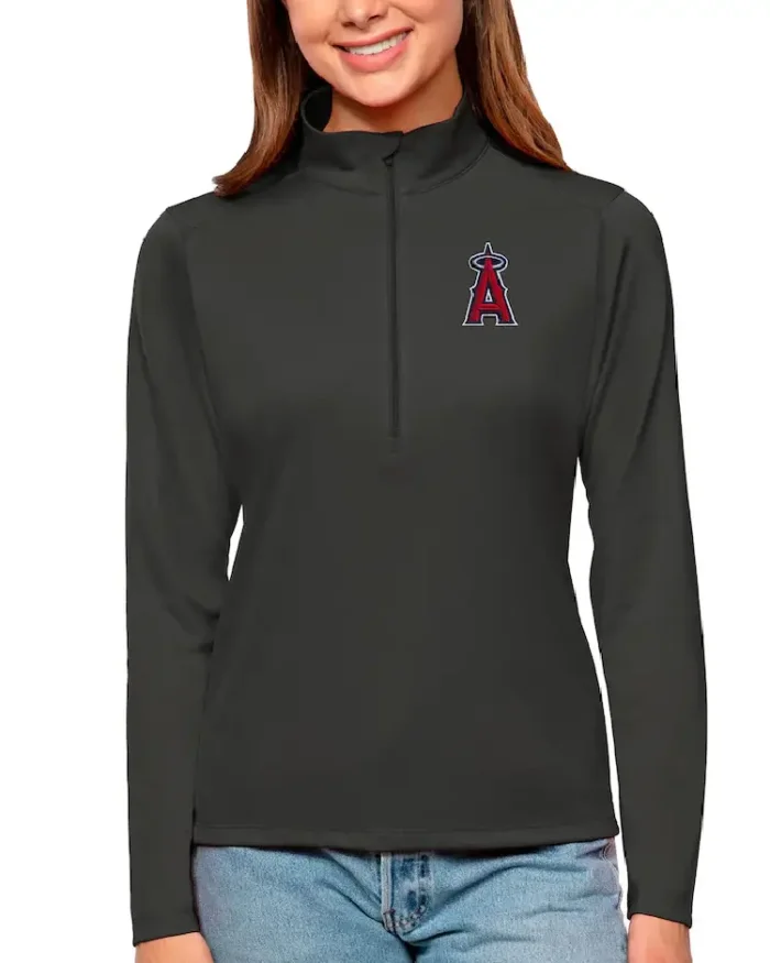 Mlb Los Angeles Angels Antigua Black Tribute Pullover Top Green Girl