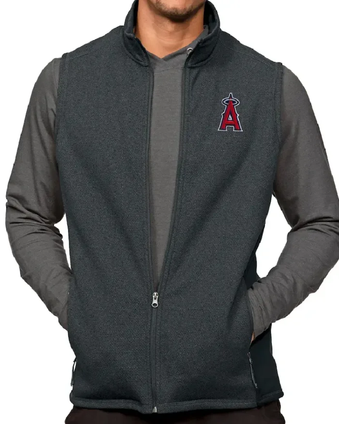 Mlb Los Angeles Angels Antigua Heathered Course Vest Grey