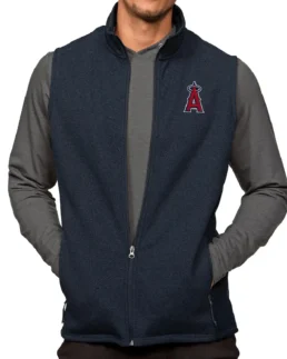 MLB Los Angeles Angels Antigua Heathered Course Vest navy