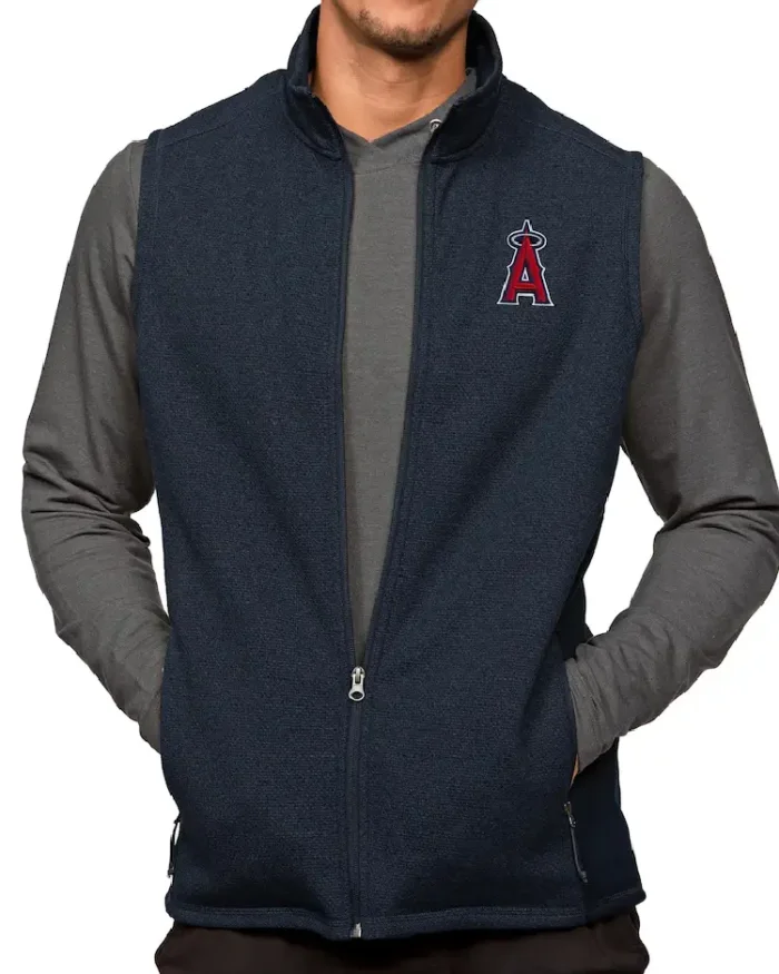 Mlb Los Angeles Angels Antigua Heathered Course Vest Navy