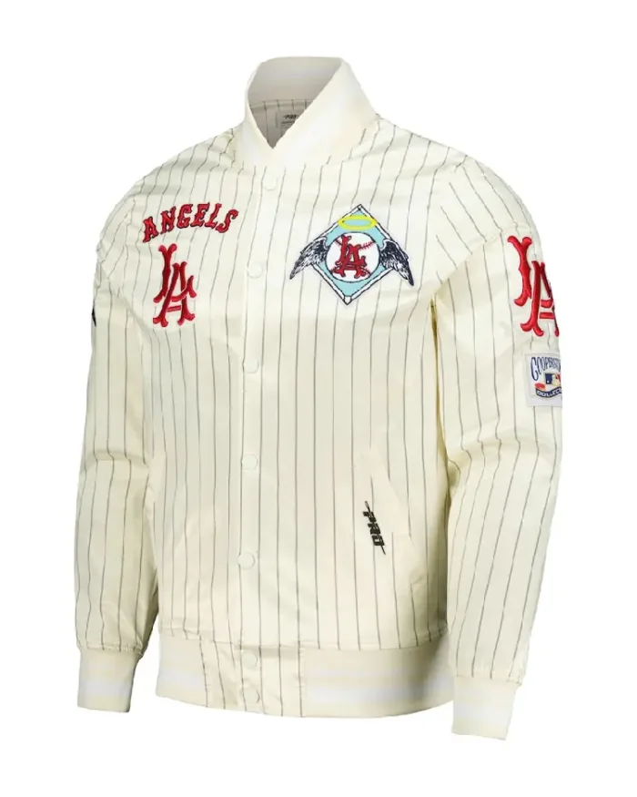 Mlb Los Angeles Angels Pro Standard Pinstripe Retro Classic Satin Jacket