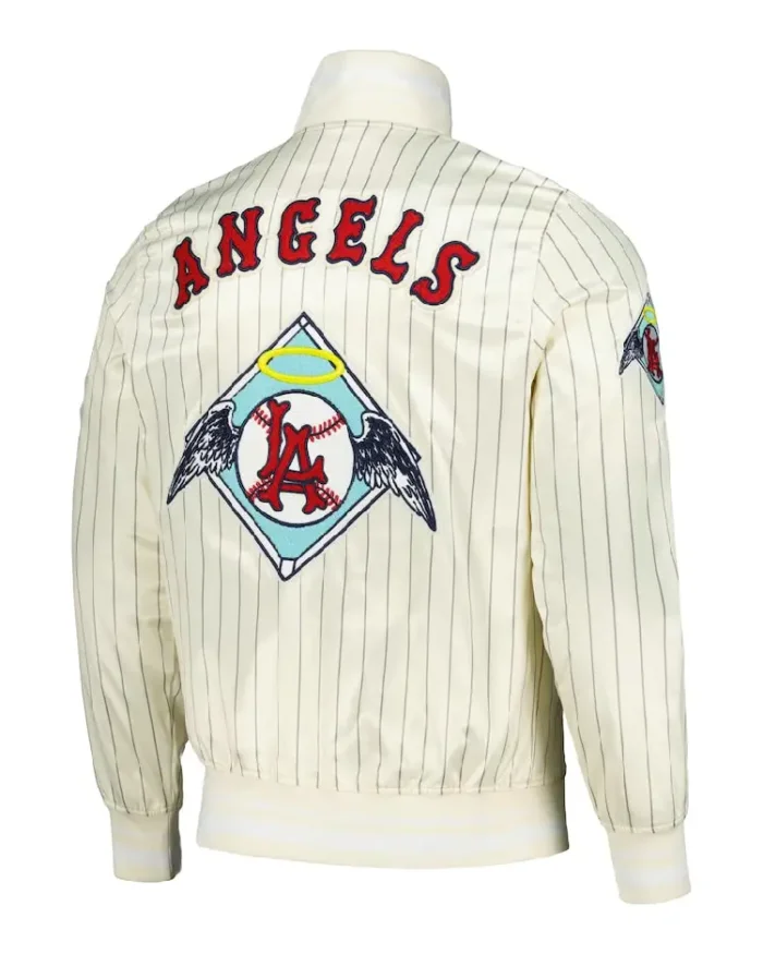 Mlb Los Angeles Angels Pro Standard Pinstripe Retro Classic Satin Jacket Back