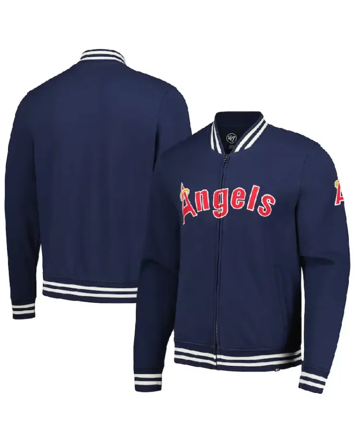 Mlb Los Angeles Angels Wax Pack Pro Camden Track Jacket Front And Back - Trendy Leather Jackets