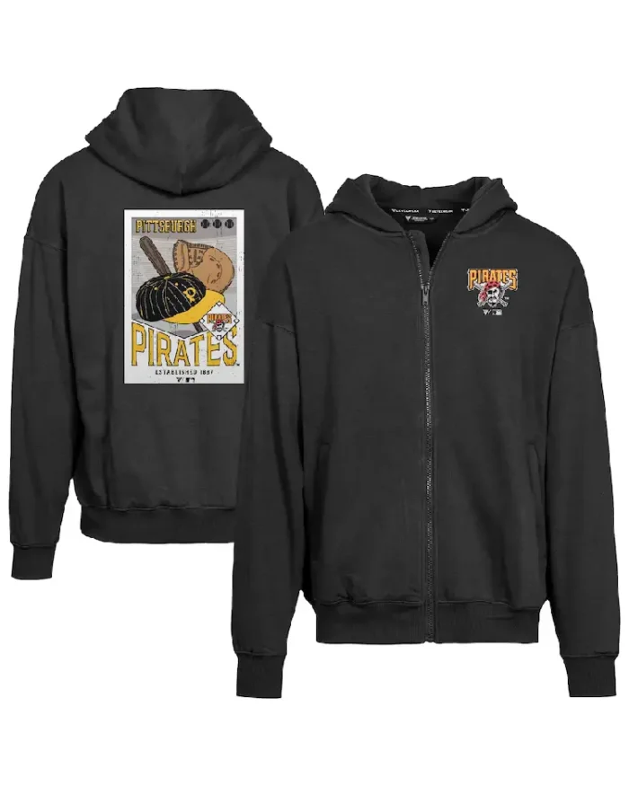 Mlb Pittsburgh Pirates Cooperstown Core Logo Black Hoodie Front Adn Back