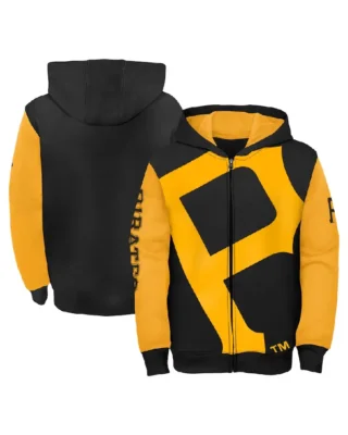 MLB Pittsburgh Pirates Fanatics Black Hoodie Jacket front adn back