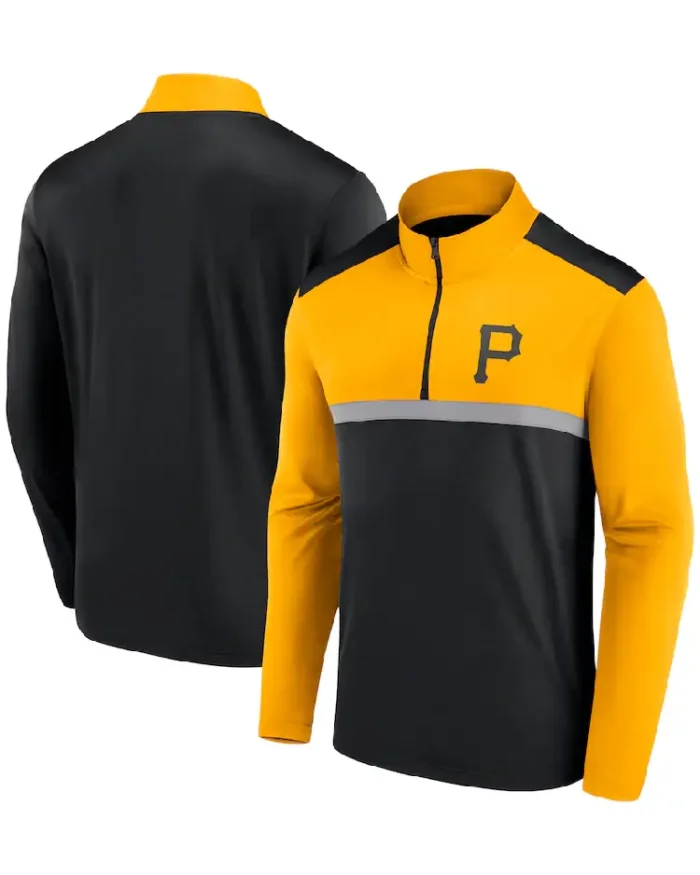 Mlb Pittsburgh Pirates Fanatics Black Unstoppable Quarter-Zip Top Front Adn Back