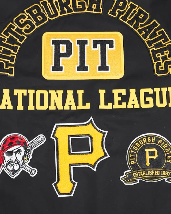 Mlb Pittsburgh Pirates Pro Standard Black Area Code Jacket Coseup View