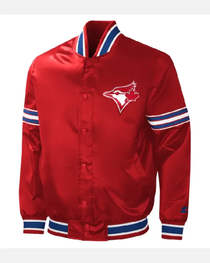 Mlb Red Toronto Blue Jays 2023 Canada Day Satin Varsity Jacket