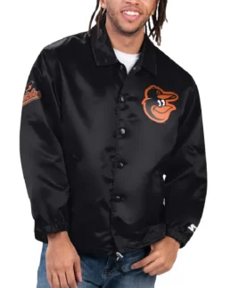 MLB Starter Black Baltimore Orioles Option Route Satin Jacket