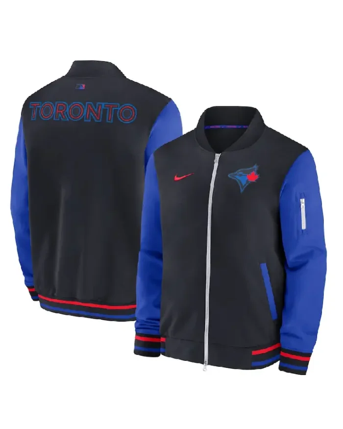 Mlb Toronto Blue Jays 2024 Game Time Bomber Jacket Front And Back