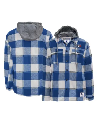 MLB Toronto Blue Jays Sherpa Flannel Jacket front and back view