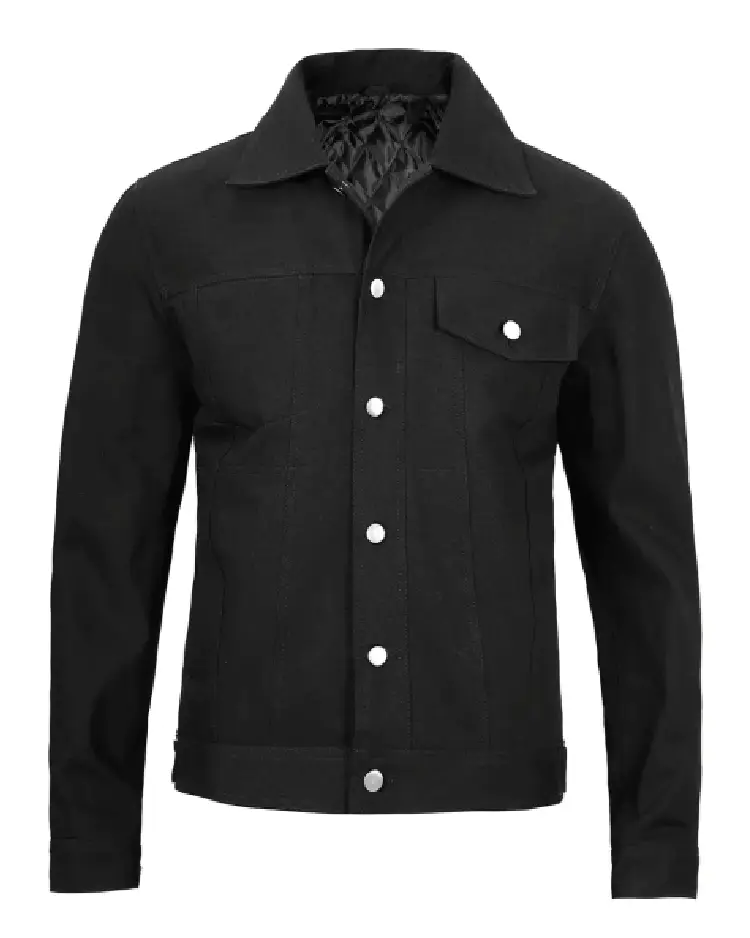 Men's Rip Trucker Black Cotton Jacket