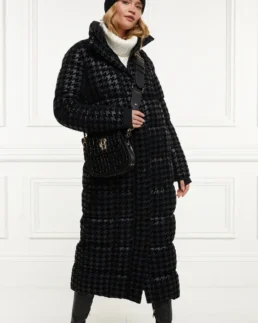 Mono Houndstooth Crawford Longline Coat