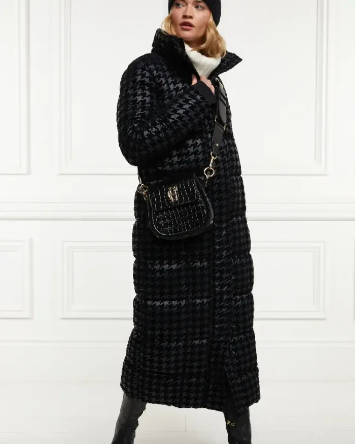 Mono Houndstooth Crawford Longline Coat Front