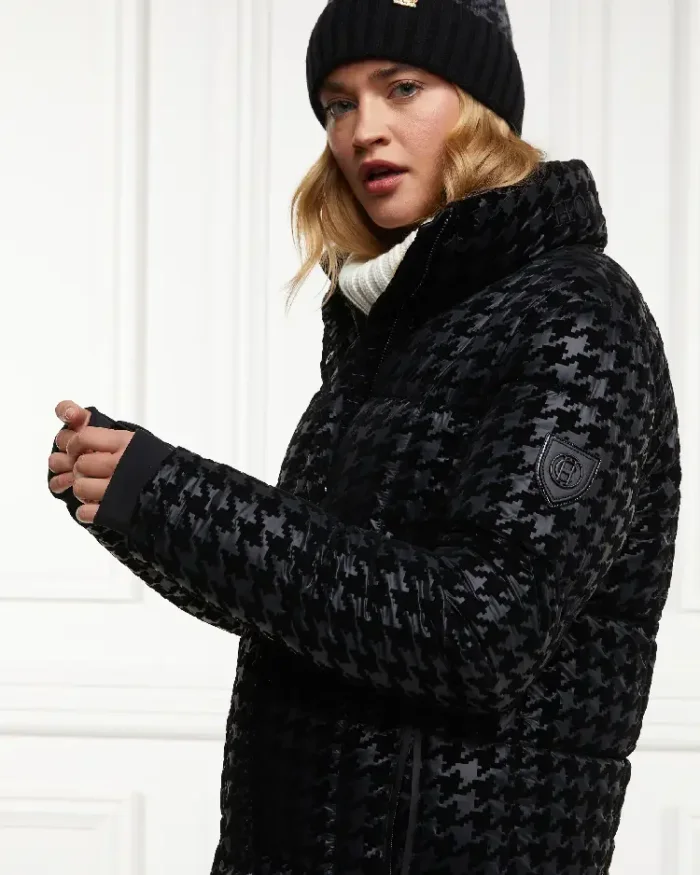 Mono Houndstooth Crawford Longline Coat Side