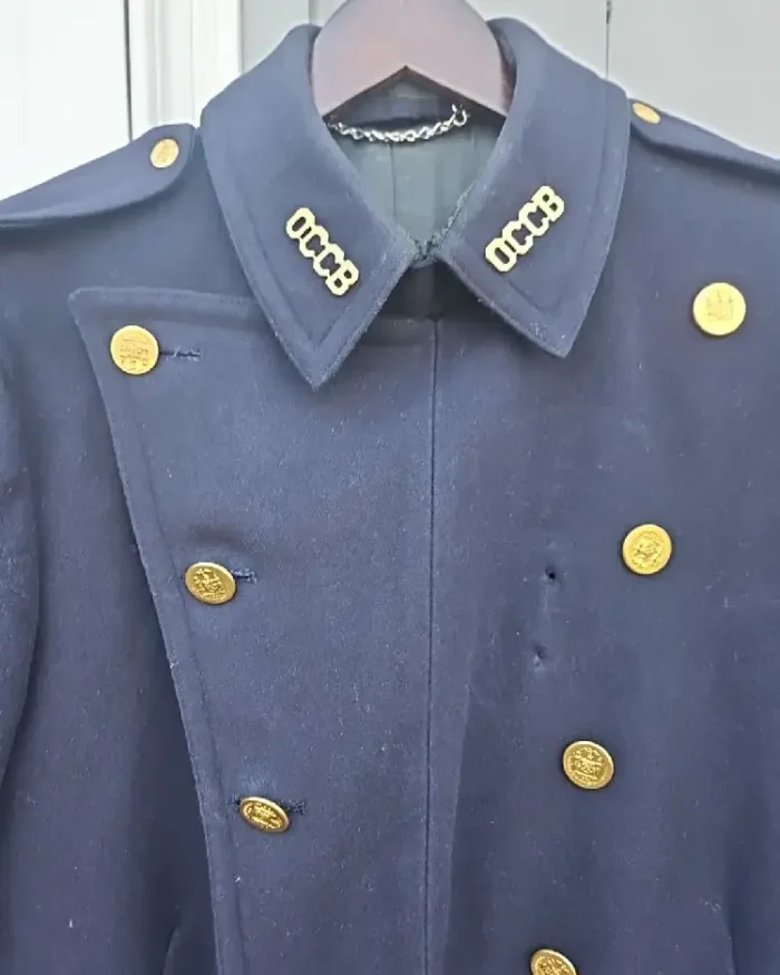 Nypd Vintage Defunct Choker Reefer Coat Jacket Close Up View