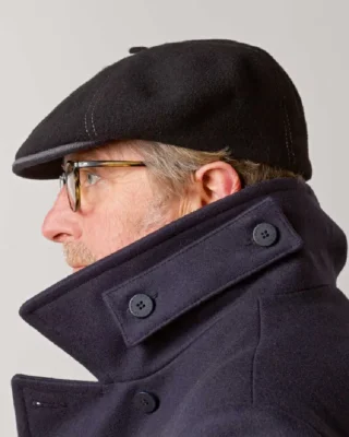 Navy Rugby Reefer Coat collar view