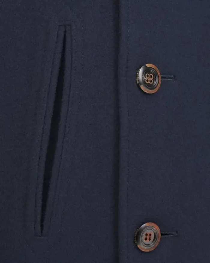 Navy Rugby Reefer Coat Pocket View