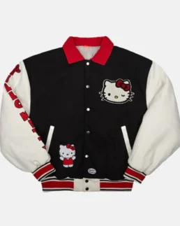 Sanrio Hello Kitty Varsity Jacket Full View Image - Trendy Leather Jackets