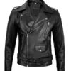 Men's Black Asymmetrical Motorcycle Leather Jacket