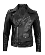 Men's Black Asymmetrical Motorcycle Leather Jacket