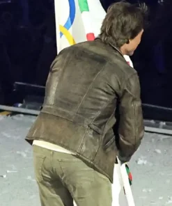 Paris 2024 Olympic Closing Ceremony Tom Cruise Leather Jacket back