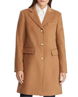 Ralph Lauren Single Breasted Wool Blend Reefer Coat