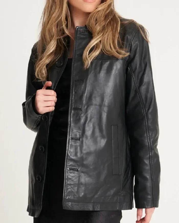 Retro Leather Reefer Jacket