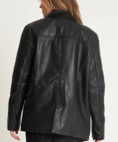Retro Leather Reefer Jacket black back