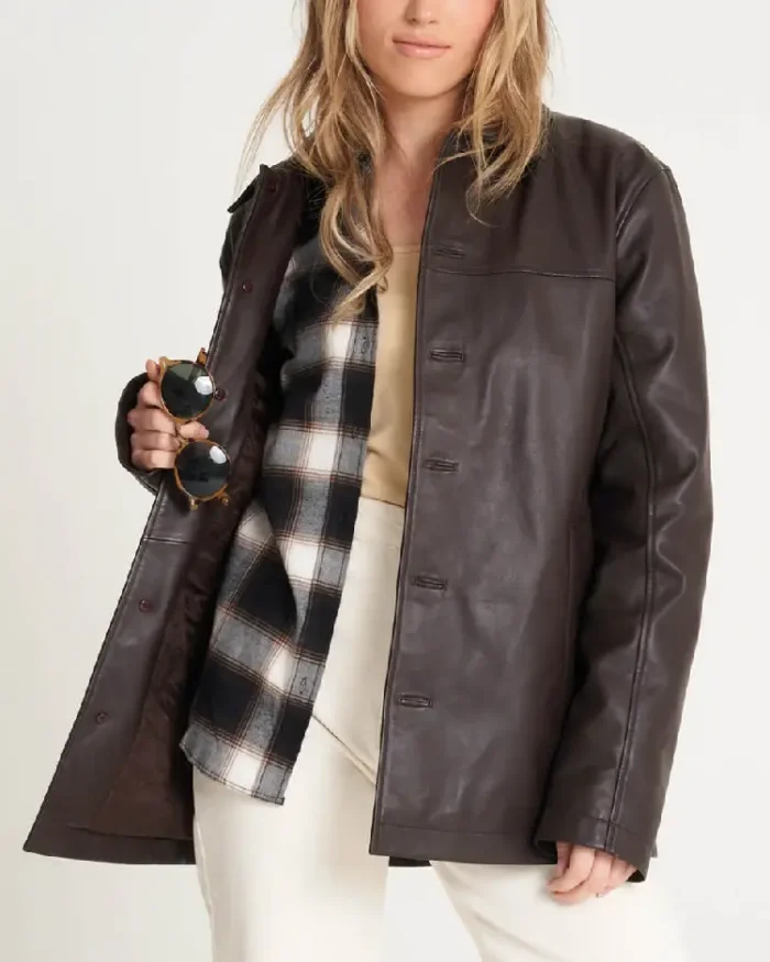 Retro Leather Reefer Jacket Brown - Trendy Leather Jackets