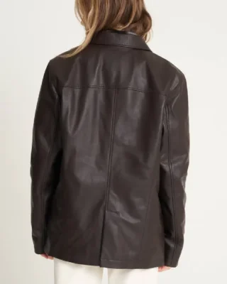 Retro Leather Reefer Jacket brown back