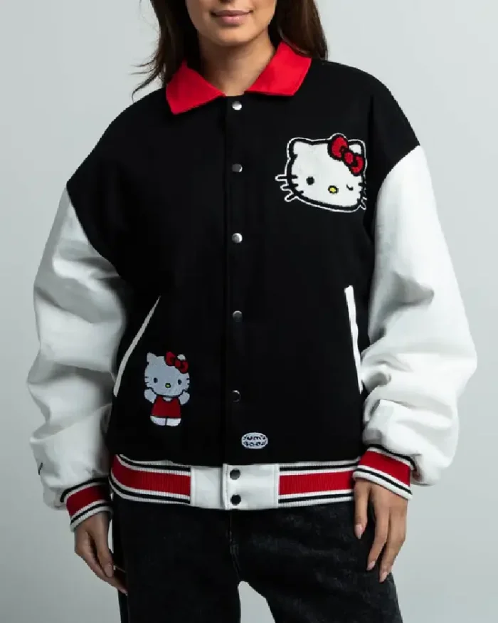 Sanrio Hello Kitty Varsity Jacket - Trendy Leather Jackets