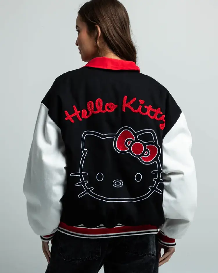 Sanrio Hello Kitty Varsity Jacket back view - Trendy Leather Jackets