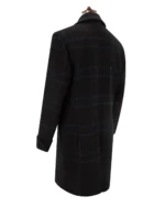 Men's Charcoal Check Wool Reefer Coat