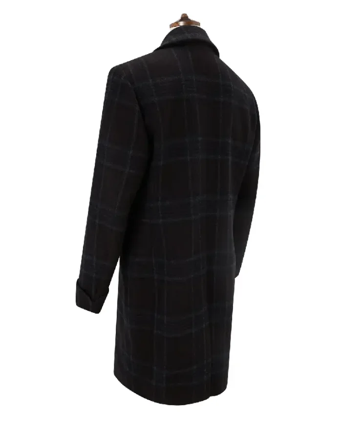 Boswell Charcoal Check Wool Reefer Coat