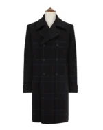 Men's Charcoal Check Wool Reefer Coat