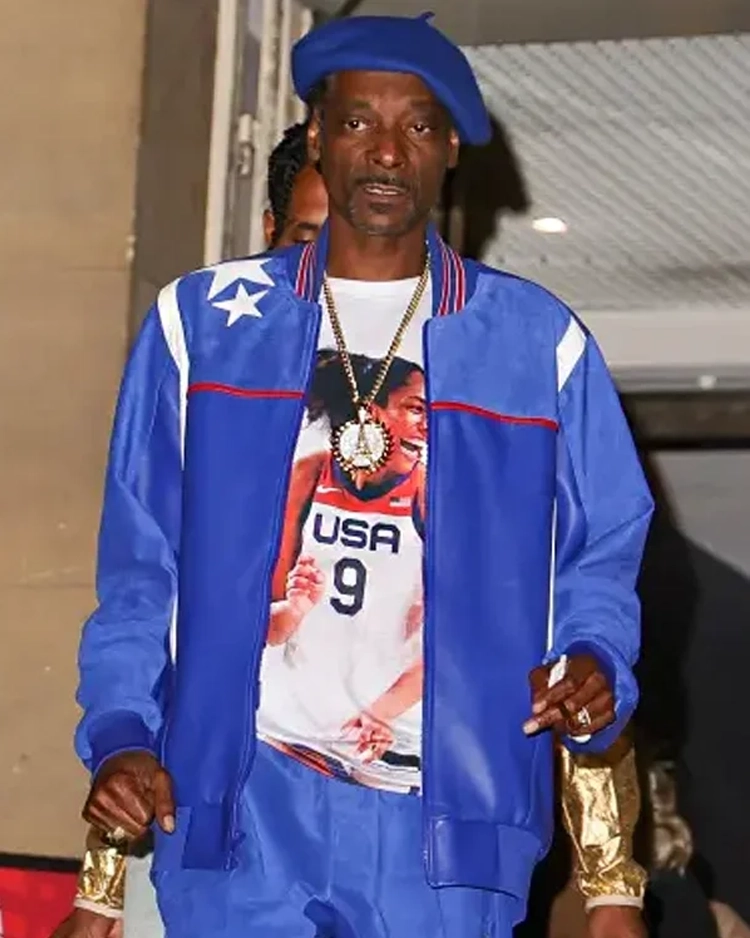 Shop Snoop Dogg Paris Olympics 2024 Purple Leather Jacket For Men And Women On Sale