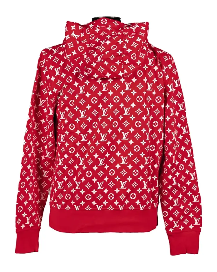 Shop Supreme X Louis Vuitton Box Logo Red Hoodie For Men And Women On Sale