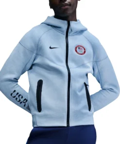 Shop Team Tech U.S. Paralympic Blue Nike Heather Fleece Hoodie For Men And Women On Sale