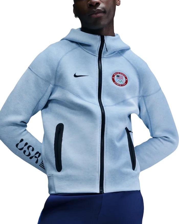 Shop Team Tech U.S. Paralympic Blue Nike Heather Fleece Hoodie For Men And Women On Sale