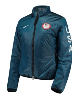 Shop Team USA Nike Blue Mid-Layer Jacket For Men And Women On Sale