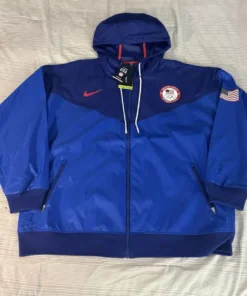 Shop Team USA Nike Sportswear Windrunner Blue Olympic Jacket For Men And Women On Sale