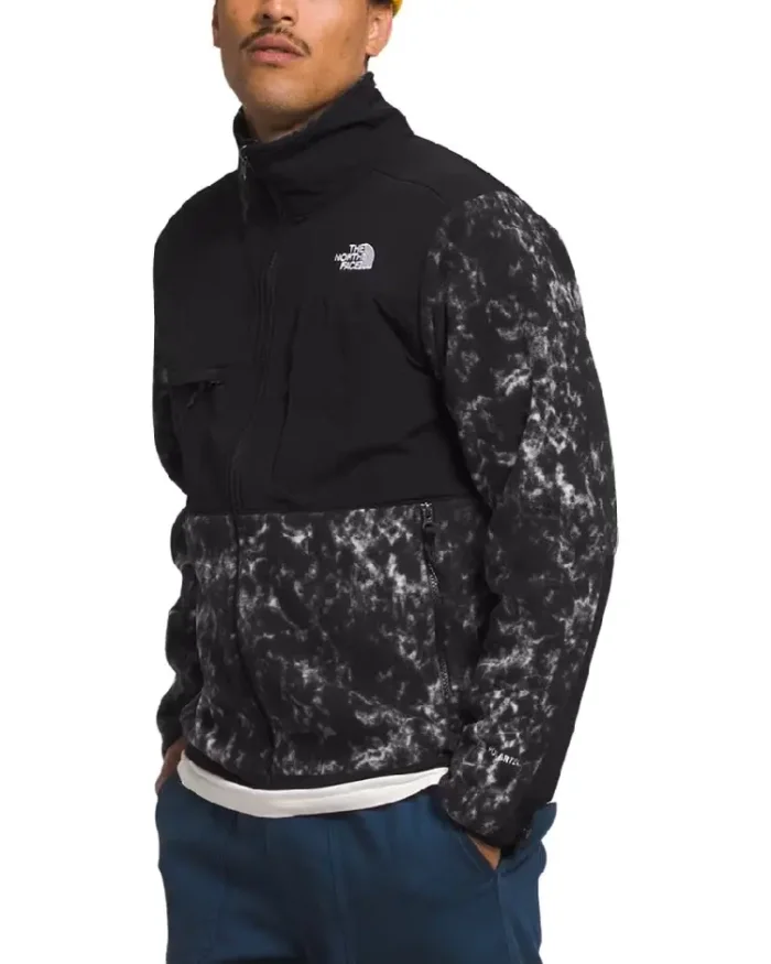 Shop The North Face Tnf Black Nature Texture Print Denali Jacket For Men And Women On Sale