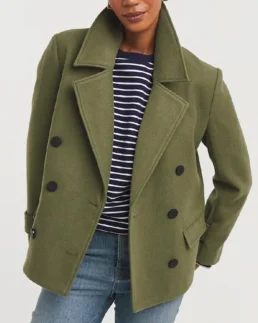 Short-Length Green Reefer Coat Jacket