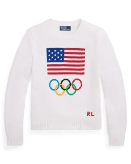 Team USA Women's White Graphic Cotton Sweater