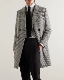 Tom Ford Slim-fit Double-breasted Houndstooth Wool Coat